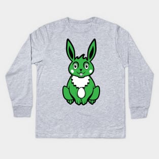 Green Colored Easter Bunny Kids Long Sleeve T-Shirt